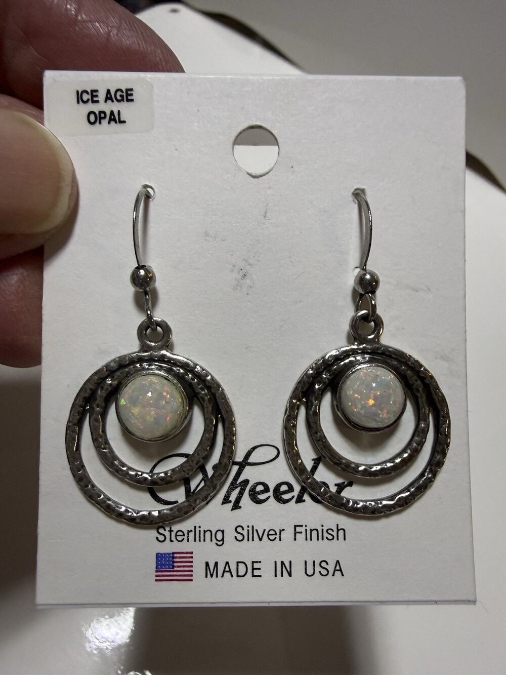 Vintage Y2K Ice Ago Opal Dangle Earrings Sterling Silver Finish Whimsigoth Boho